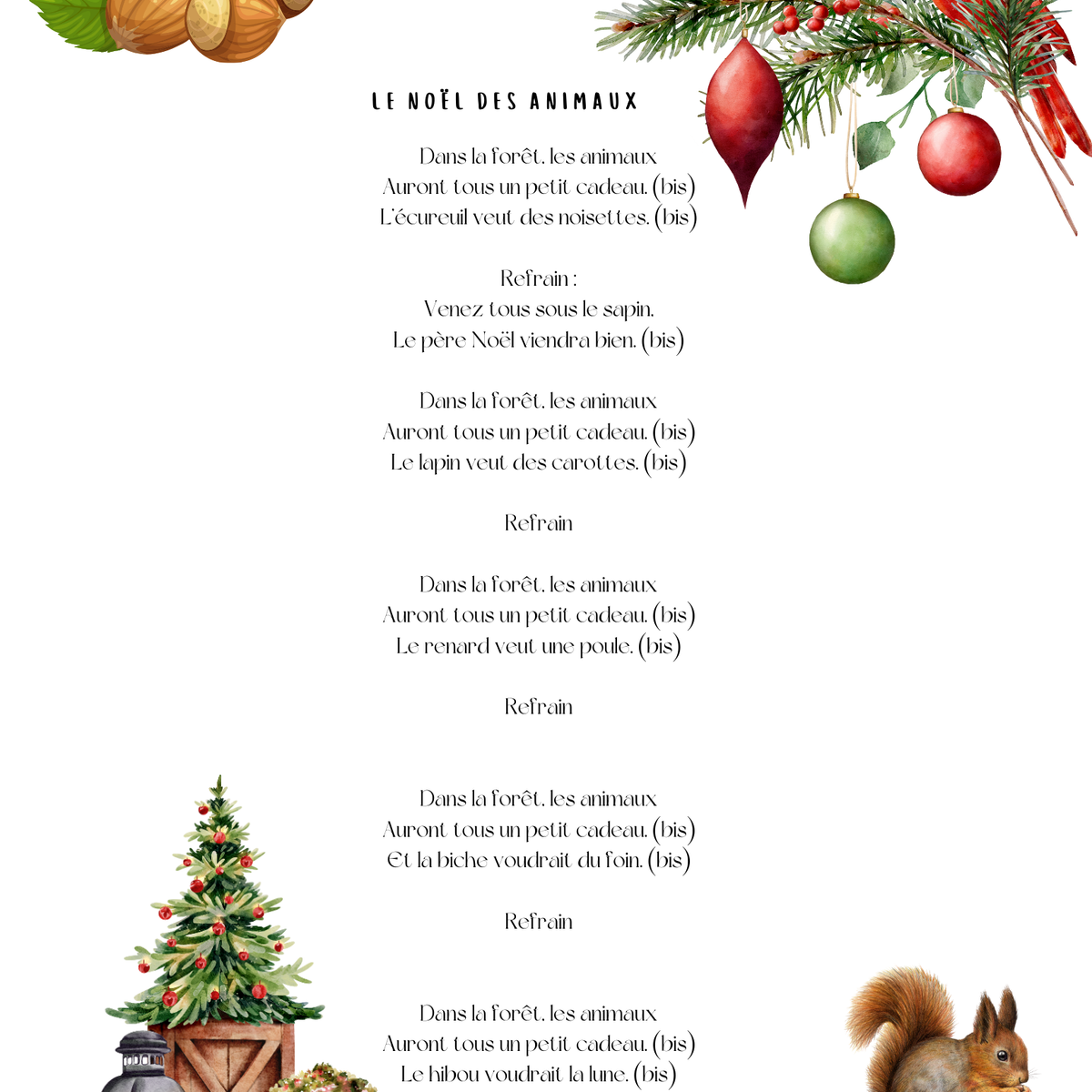 Thème de Noël - Affiches de comptines