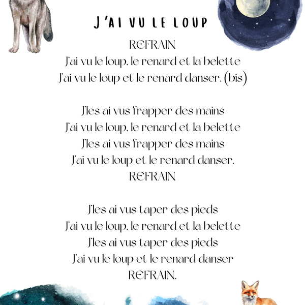 Thème jour et nuit - Affiches de comptines