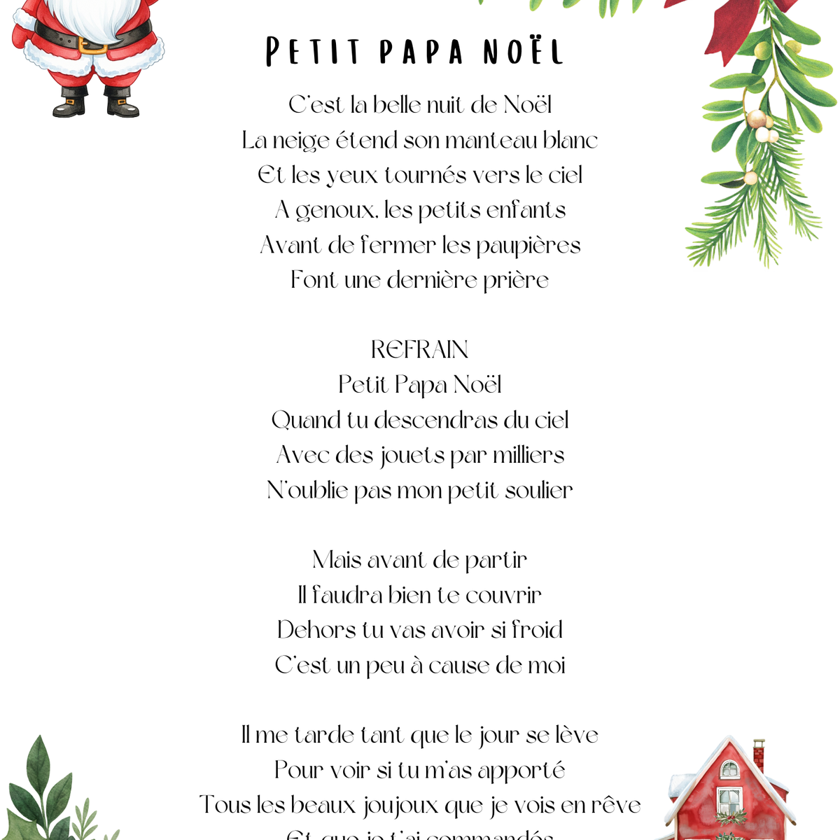 Thème de Noël - Affiches de comptines