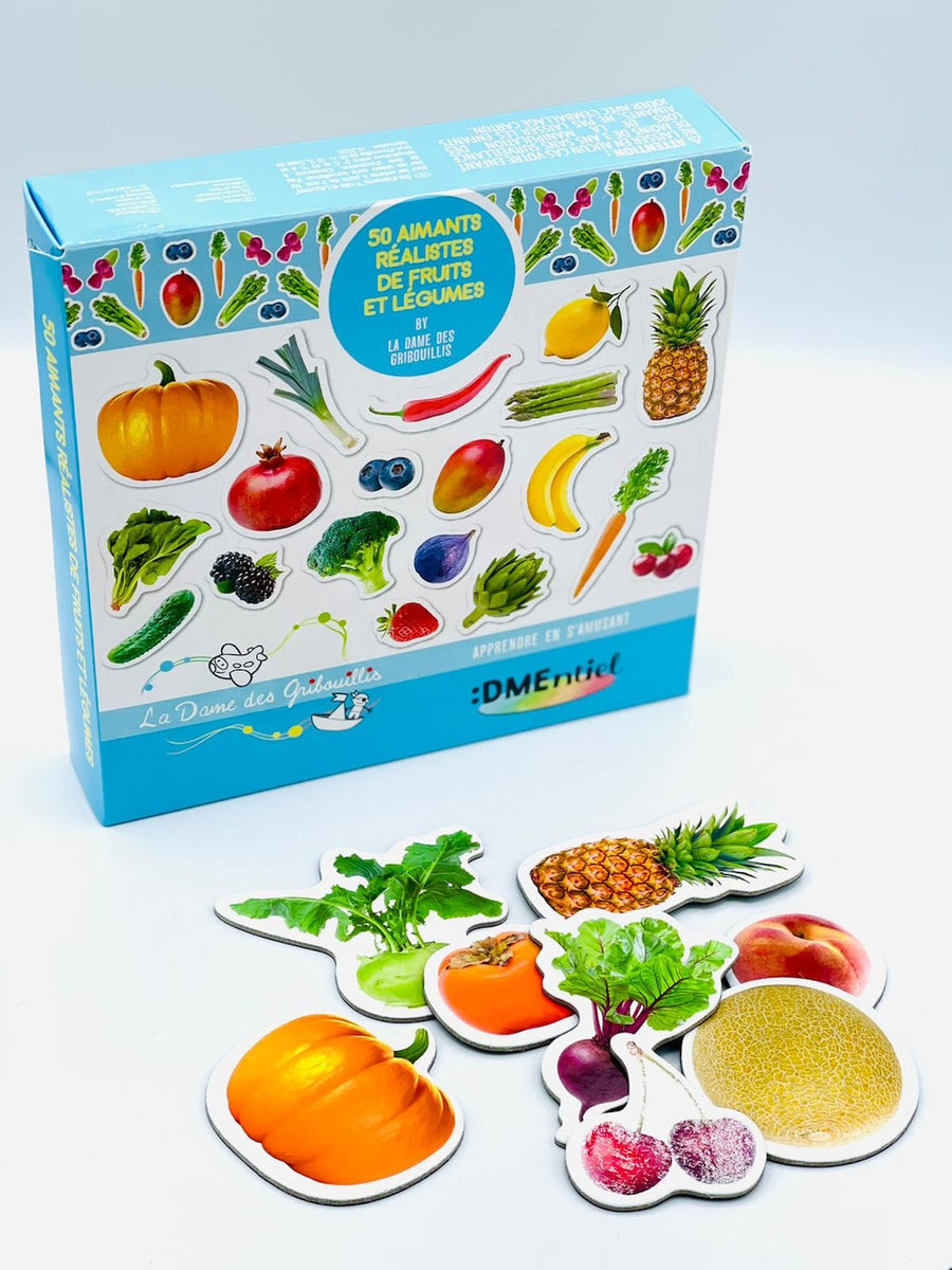 Boîte de 50 aimants réalistes Fruits & Légumes