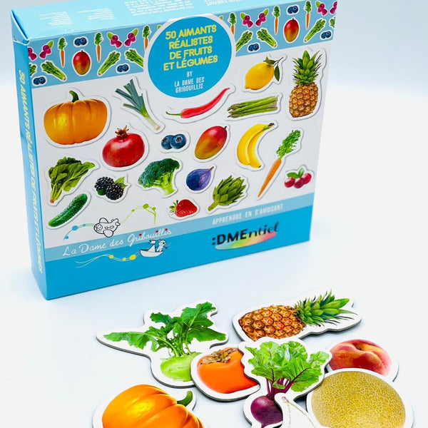 Boîte de 50 aimants réalistes Fruits & Légumes
