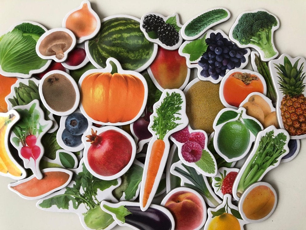 Boîte de 50 aimants réalistes Fruits & Légumes