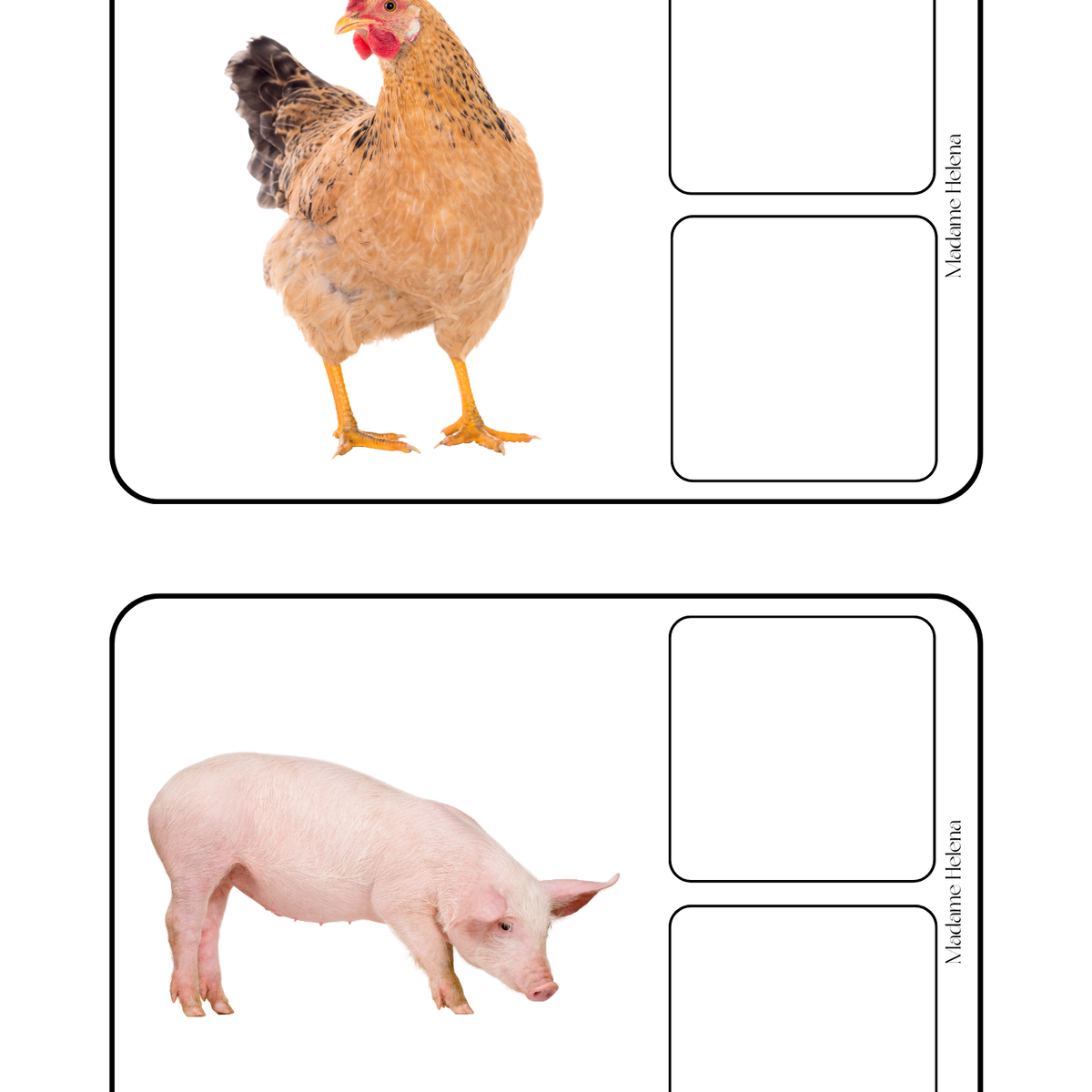 Thème Animaux de la ferme - Jeu d'association pelage et empreintes