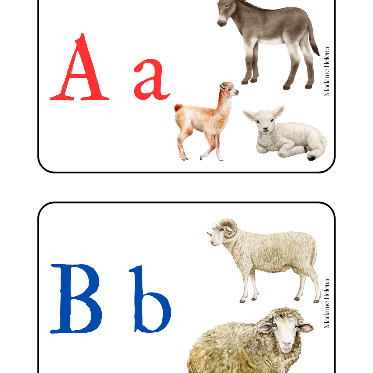 Thème Animaux de la ferme - Cartes de phonologie