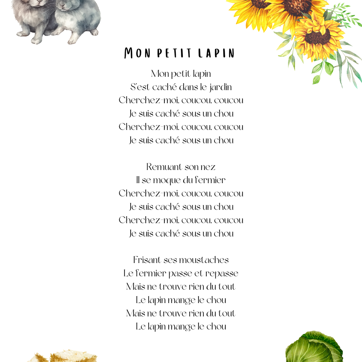 Thème Animaux de la ferme - Affiches comptines