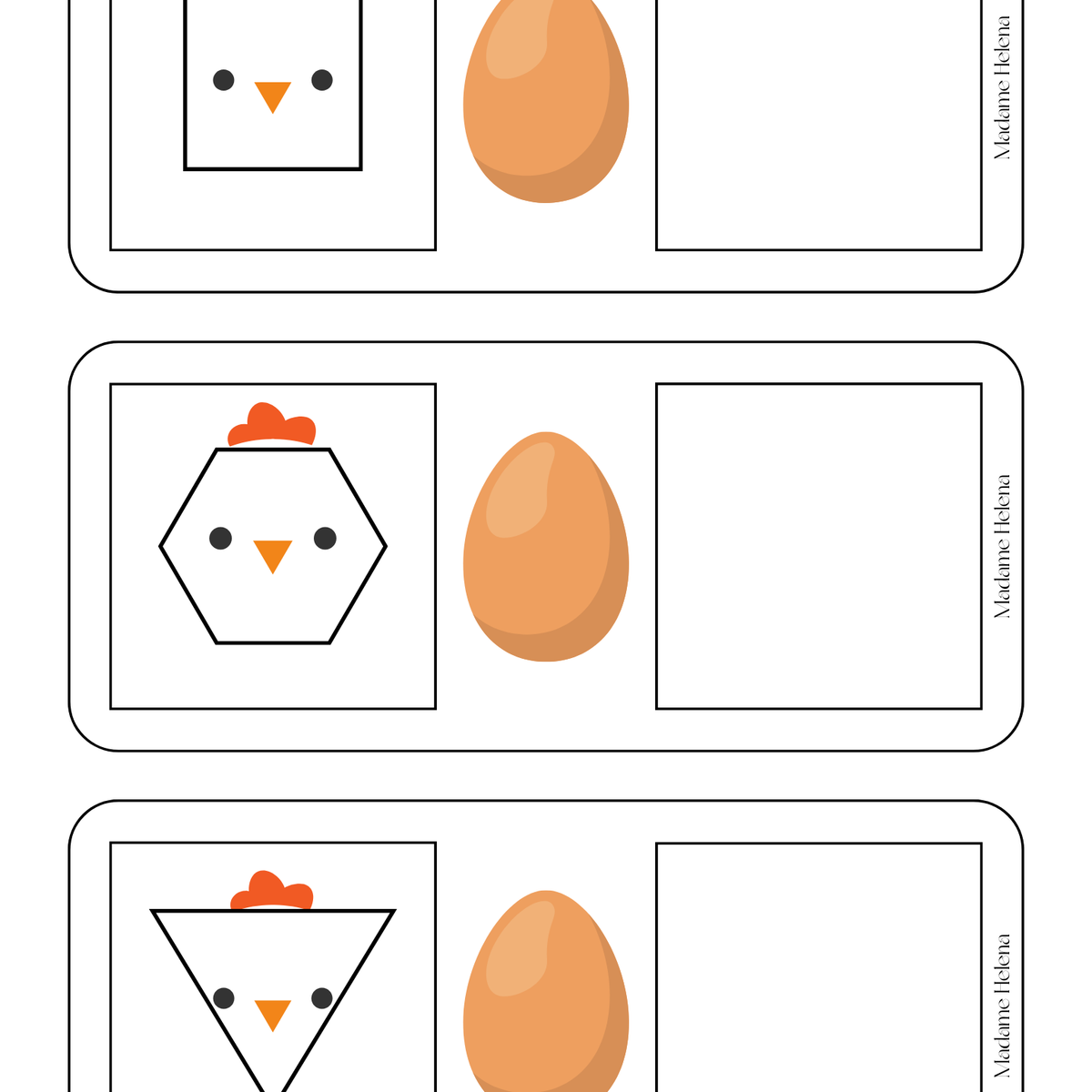 Thème Animaux de la ferme - Jeu d'association formes et poussins