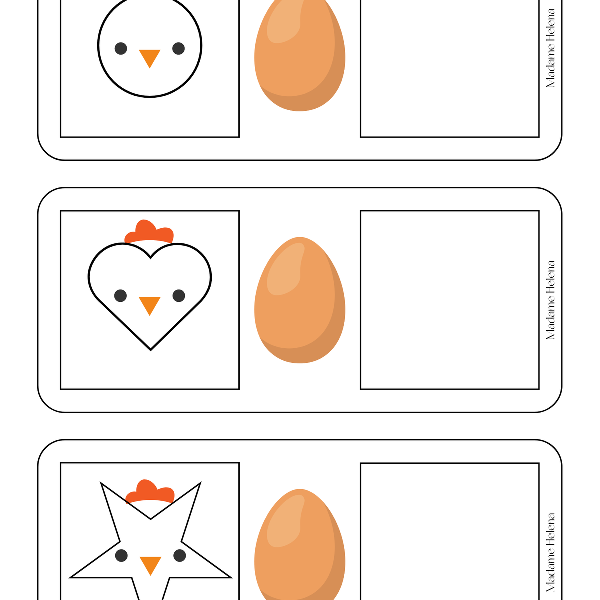 Thème Animaux de la ferme - Jeu d'association formes et poussins