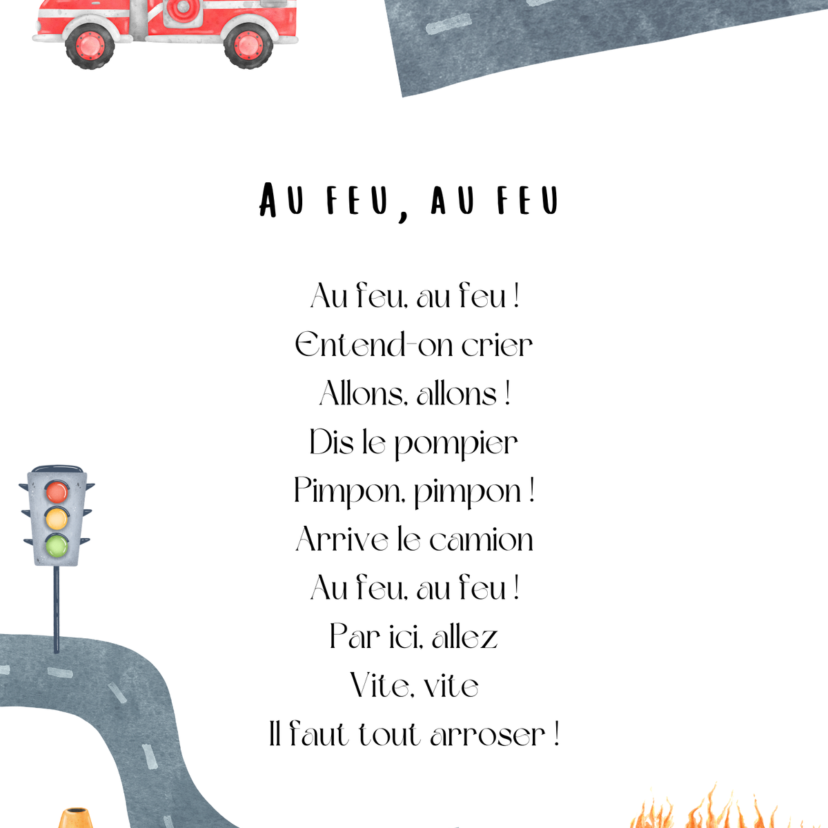 Thème Véhicules - Affiches comptines