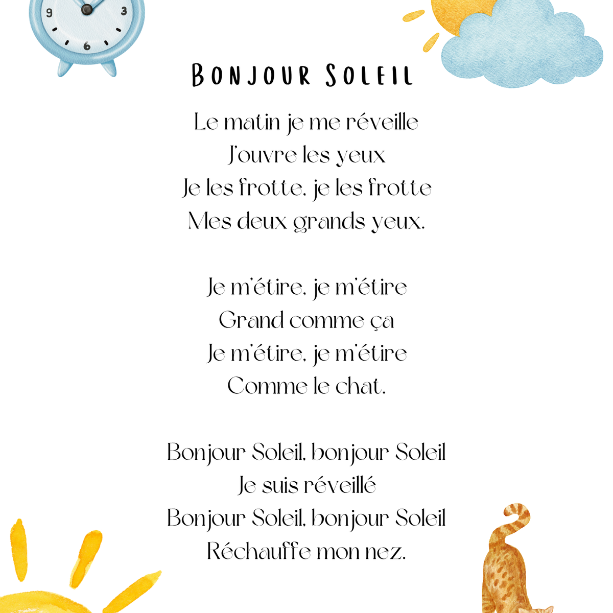 Thème jour et nuit - Affiches de comptines