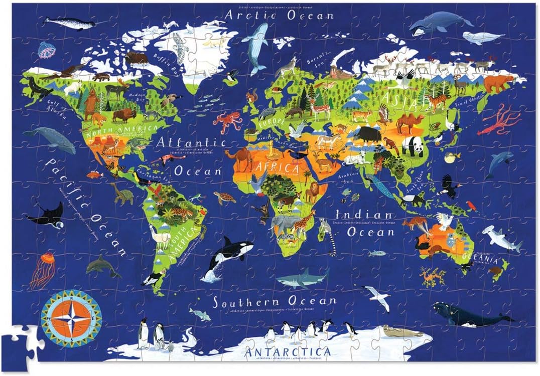 Crocodile Creek - Geography Puzzle 200 pc World Animals