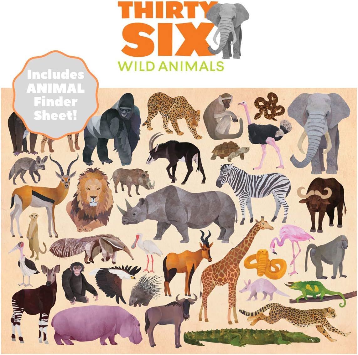 Crocodile Creek - Thirty-six animals Puzzle 100 pc Wild Animals