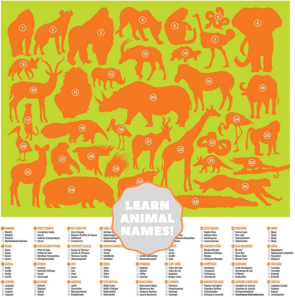 Crocodile Creek - Thirty-six animals Puzzle 100 pc Wild Animals