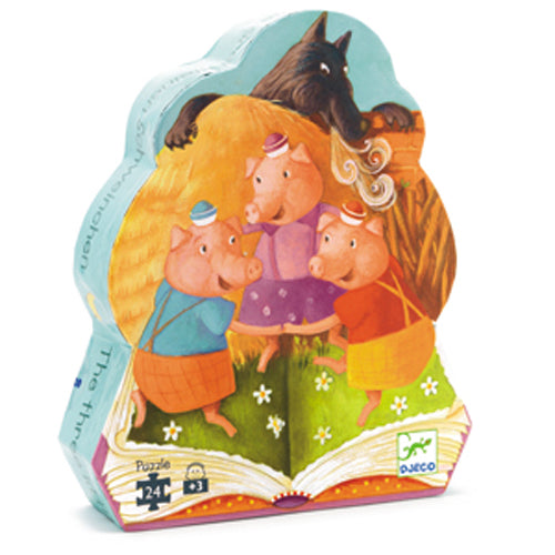 Djeco - Puzzle silhouette 24 pcs Les trois petits cochons