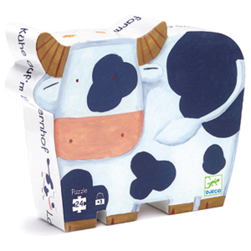 Djeco - Puzzle silhouette 24 pcs Les vaches à la ferme