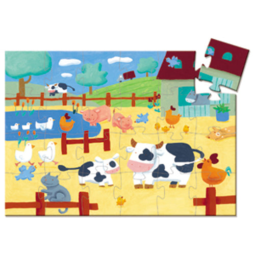 Djeco - Puzzle silhouette 24 pcs Les vaches à la ferme