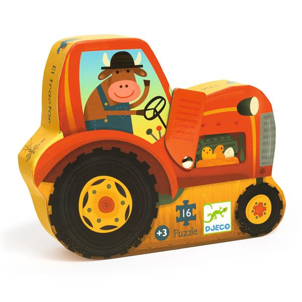 Djeco - Casse-tête silhouette 16 pcs Le tracteur
