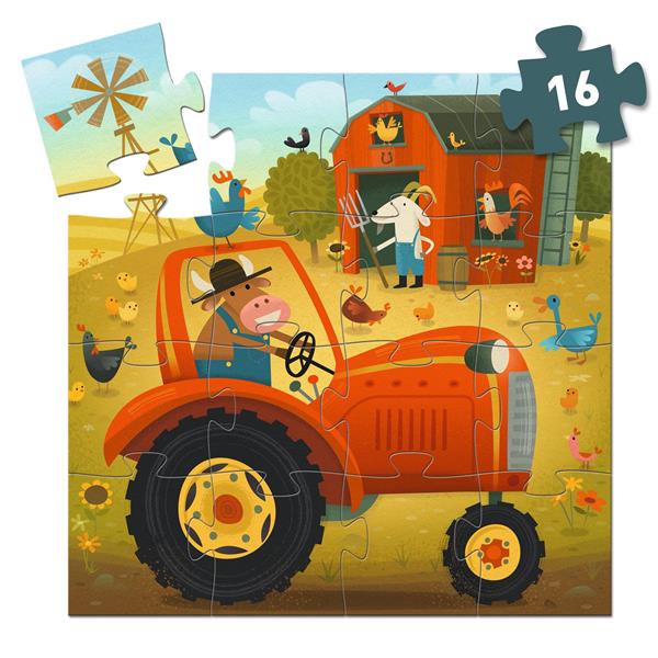 Djeco - Casse-tête silhouette 16 pcs Le tracteur