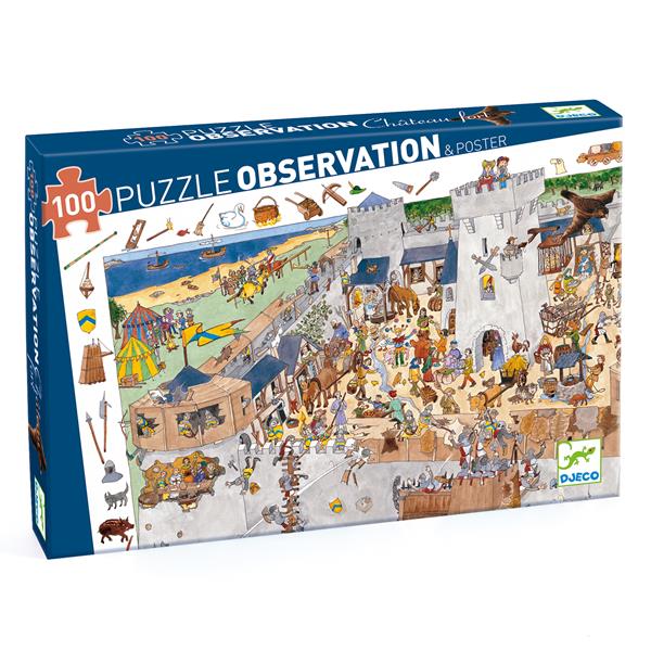 Djeco - Casse-tête observation 100 pcs Le château fort