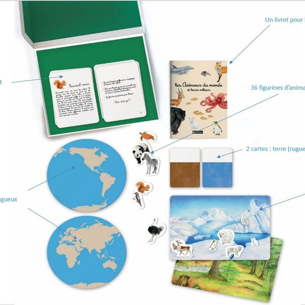 Nathan - Mon coffret Montessori Les animaux du monde et leurs milieux