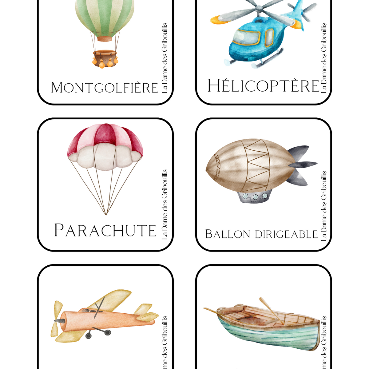 Thème Véhicules - Cartes de nomenclature