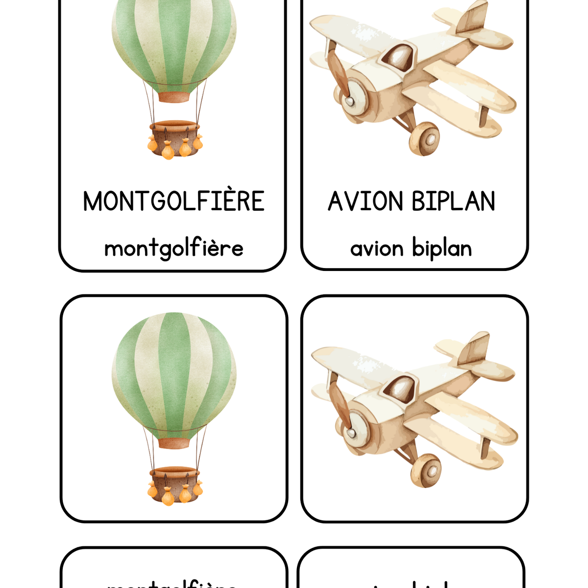 Thème Véhicules - Cartes de nomenclature