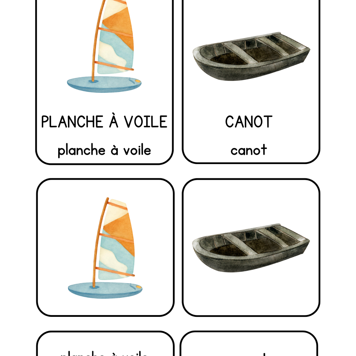 Thème Véhicules - Cartes de nomenclature