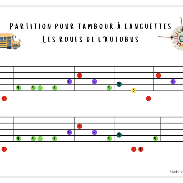 Thème Véhicules - Partition tambour à languettes