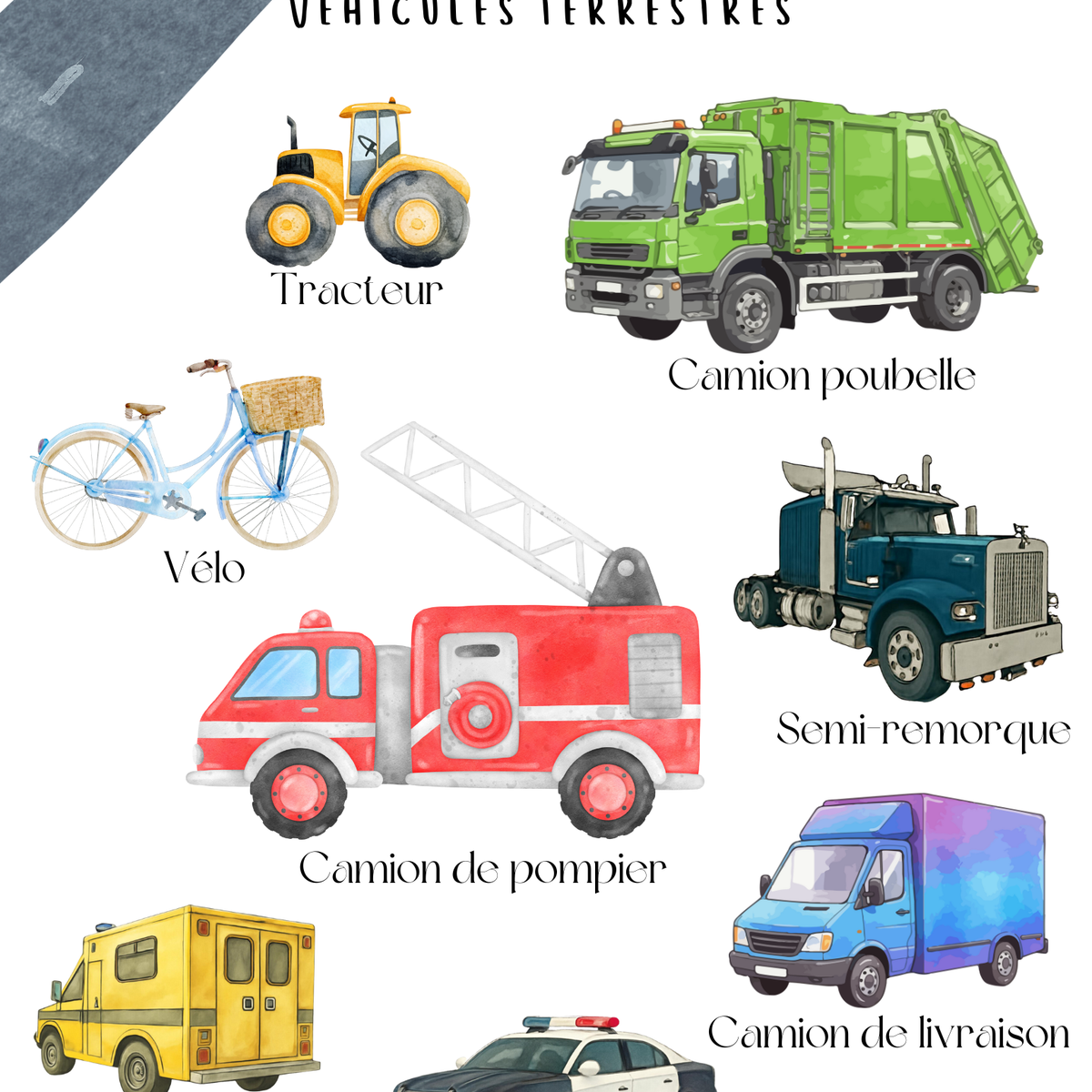 Thème Véhicules - Affiches imagiers